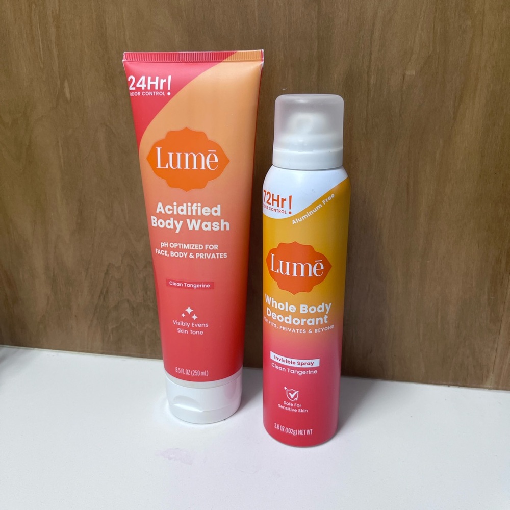 Lume Acidified Body Wash and Deodorant Set - Orange and Pink